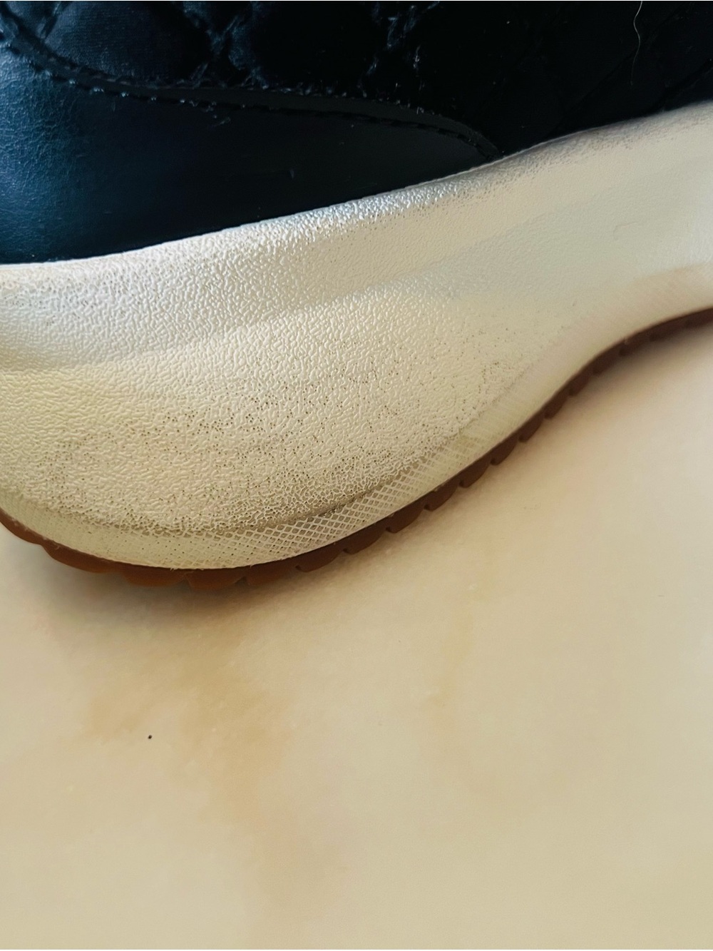 Zara Black Quilted Sneakers with White Soles and Brown Toe Accents - Picture 6 of 12